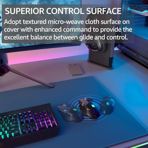 KTRIO Additional-Giant Gaming Mouse Pad with Stitched Edges, Prolonged Micro-Weave Material Floor, Non-Slip Base, 31.5 x 15.7 inches, Supreme Desk Mat for Avid gamers and Workplace Use