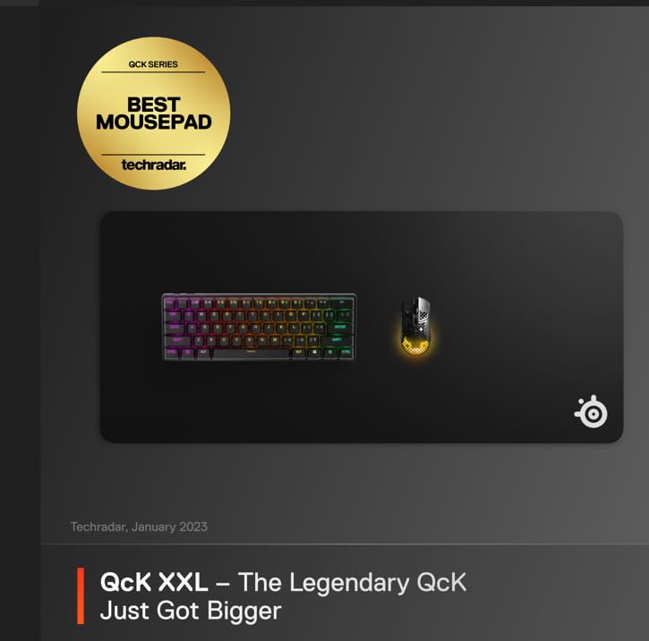 SteelSeries QcK XXL Material Gaming Mouse Pad - Optimum Monitoring and Stability - Esports Mousepad with Non-Slip Design - Full Desk Protection